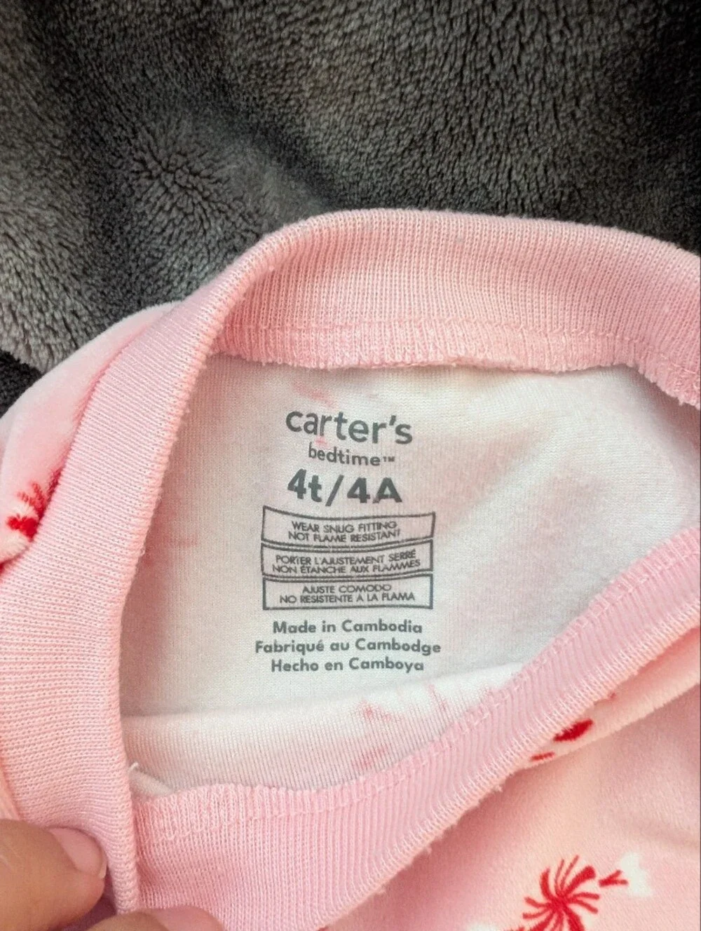 Carter's Pink Candy Cane Print Kids Pajama Set